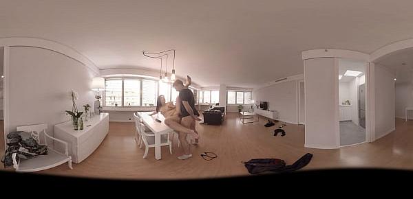  vrpornjack.com - chuby girl gets fucked on a table in VR